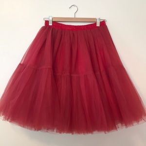 Red Tuelle Skirt